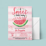 Pink stripes baby shower invitation PDF template by LittleSizzle