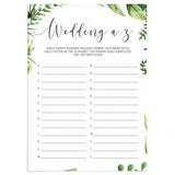 wedding a-z bridal shower game instant download by LittleSizzle