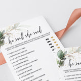 bride or groom game for greenery bridalshower