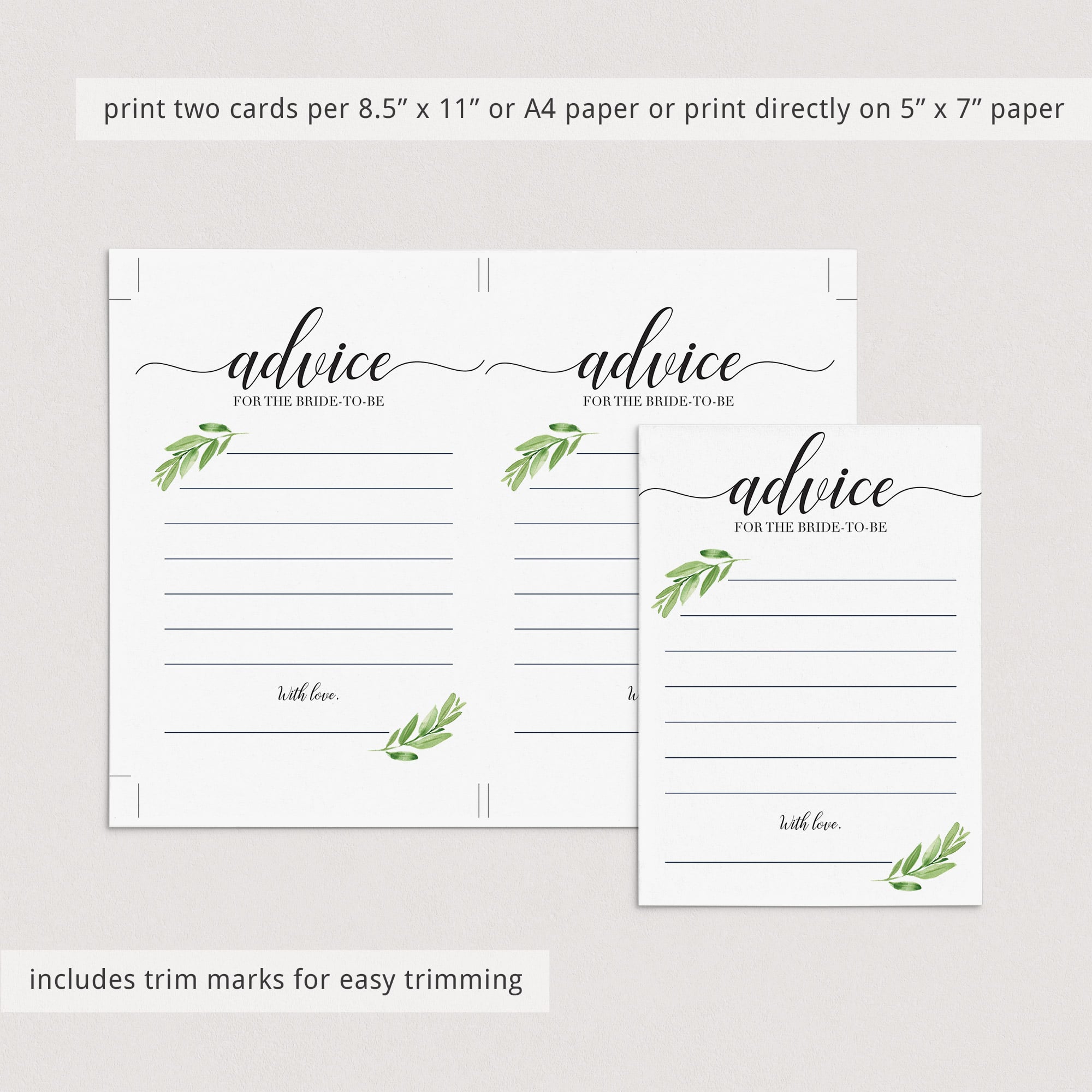 printable advice for the bride to be cards