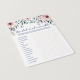 Printable Bridal Word Scramble Game Cards Floral
