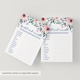 Printable Bridal Word Scramble Game Cards Floral