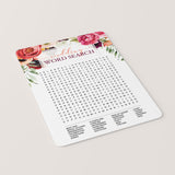 boho wedding word search boho bridal game cards