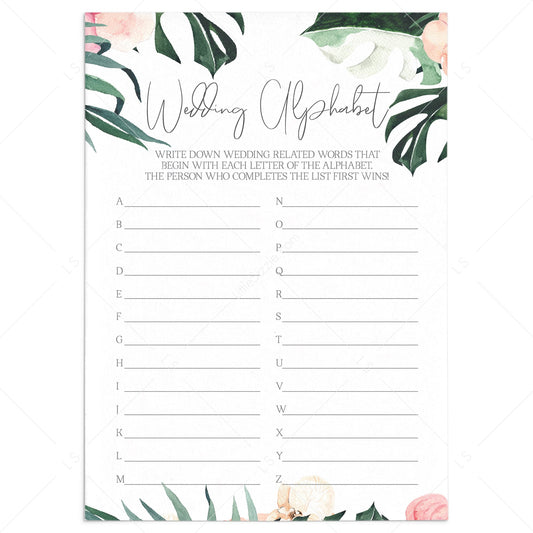 Summer Wedding Alphabet Game Printable by LittleSizzle