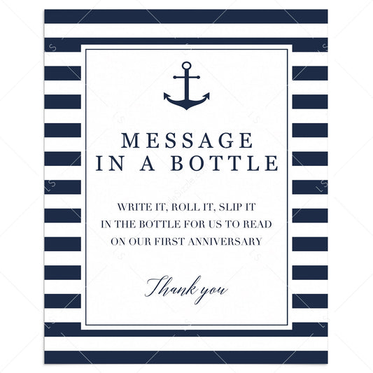 Nautical Wedding Guest Book Sign Message In A Bottle Editable Template by LittleSizzle