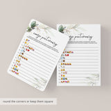 Greenery Bridal Shower Emoji Pictionary Game Printable