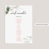 Chic Wedding Word Scramble Game Printable