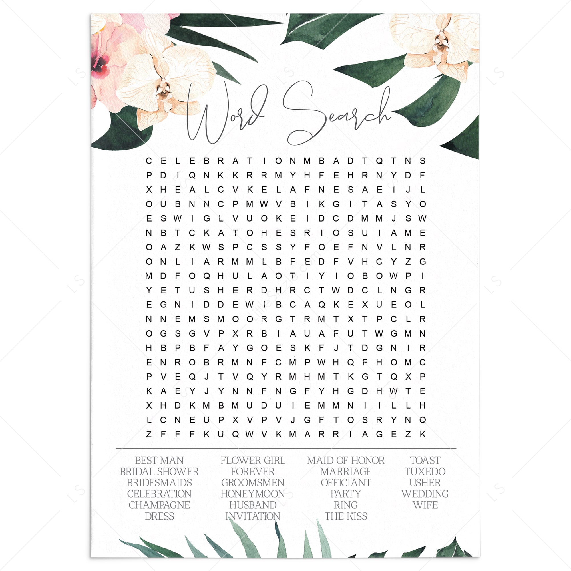 Summer Wedding Word Puzzle Game Printable by LittleSizzle