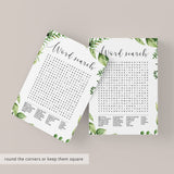 Garden Wedding Word Search Game for Bridal Showers