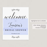 Rustic Bridal Shower Welcome Sign Template