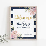 Printable Welcome Sign for Pink and Navy Shower