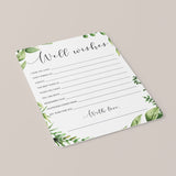 Greenery Well Wishes for the Bride and Groom Card Printable