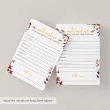 Watercolor floral bridal shower wishes cards by LittleSizzle
