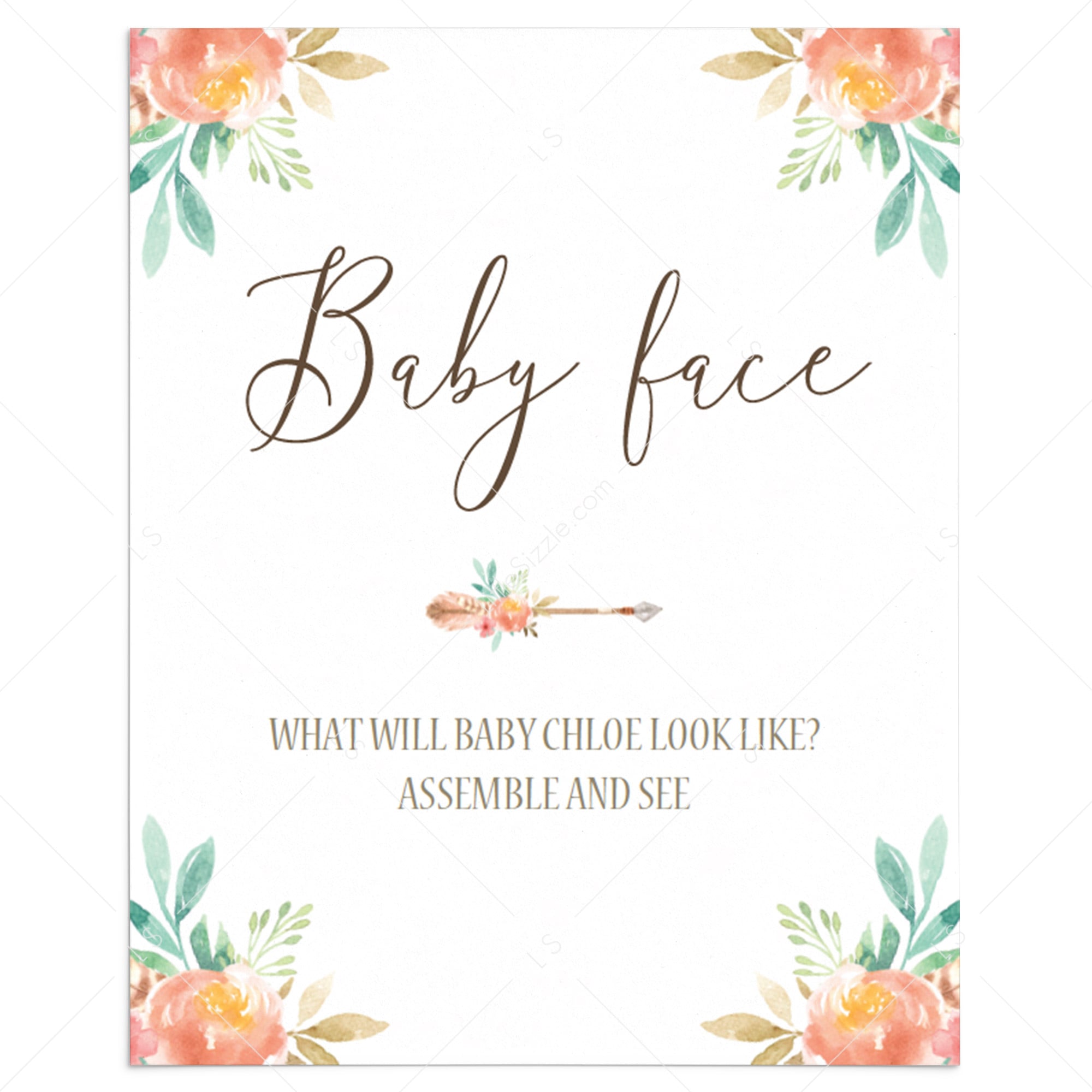 Funny Baby Shower Game Predict Baby's Looks Printable by LittleSizzle