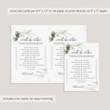 Greenery Gold Baby Shower Games Package Instant Download