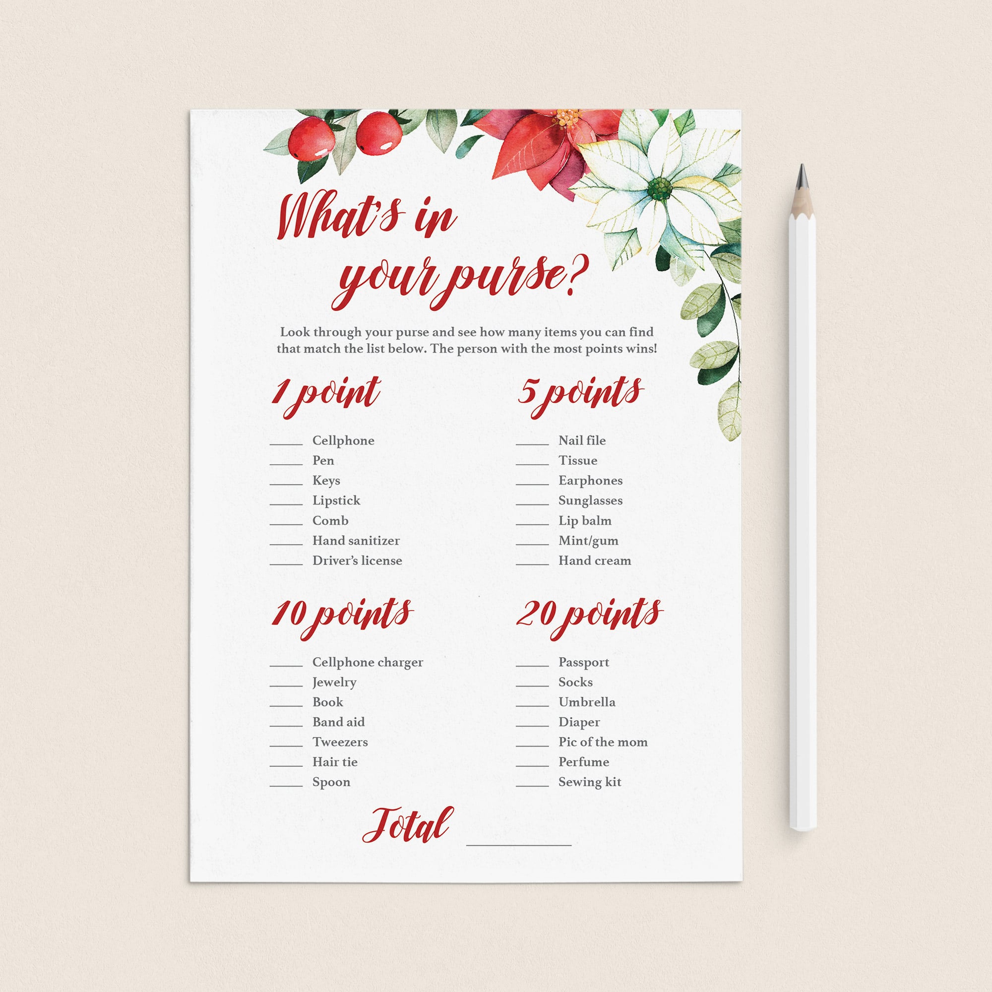 Red Floral Baby Shower Purse Raid Game by LittleSizzle