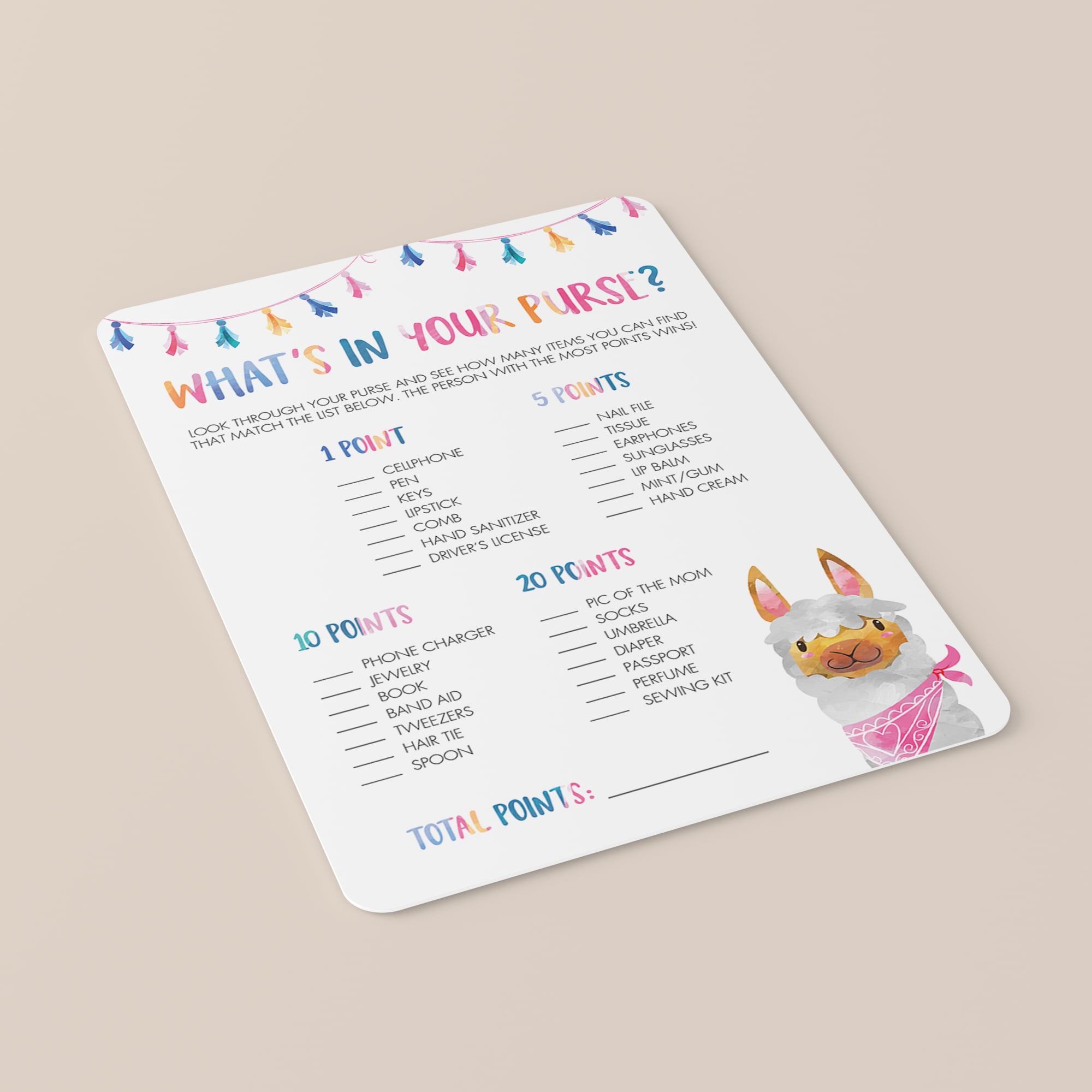 Funny baby shower game what's in your purse by LittleSizzle