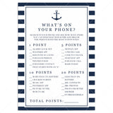 Nautical baby shower phone raid game printable by LittleSizzle