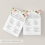 Blush Roses What's On Your Phone Bridal Shower Game Printable