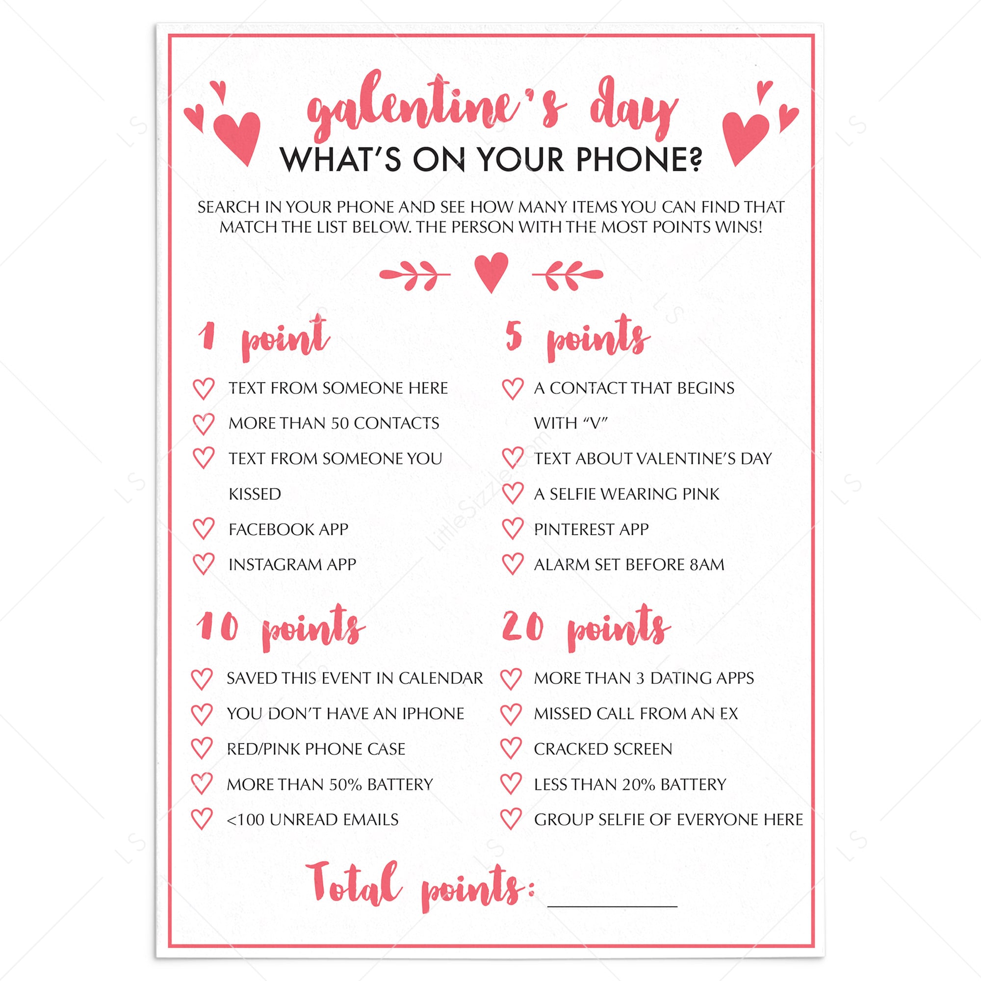 What's On Your Phone Game for Galentine's Day Party by LittleSizzle