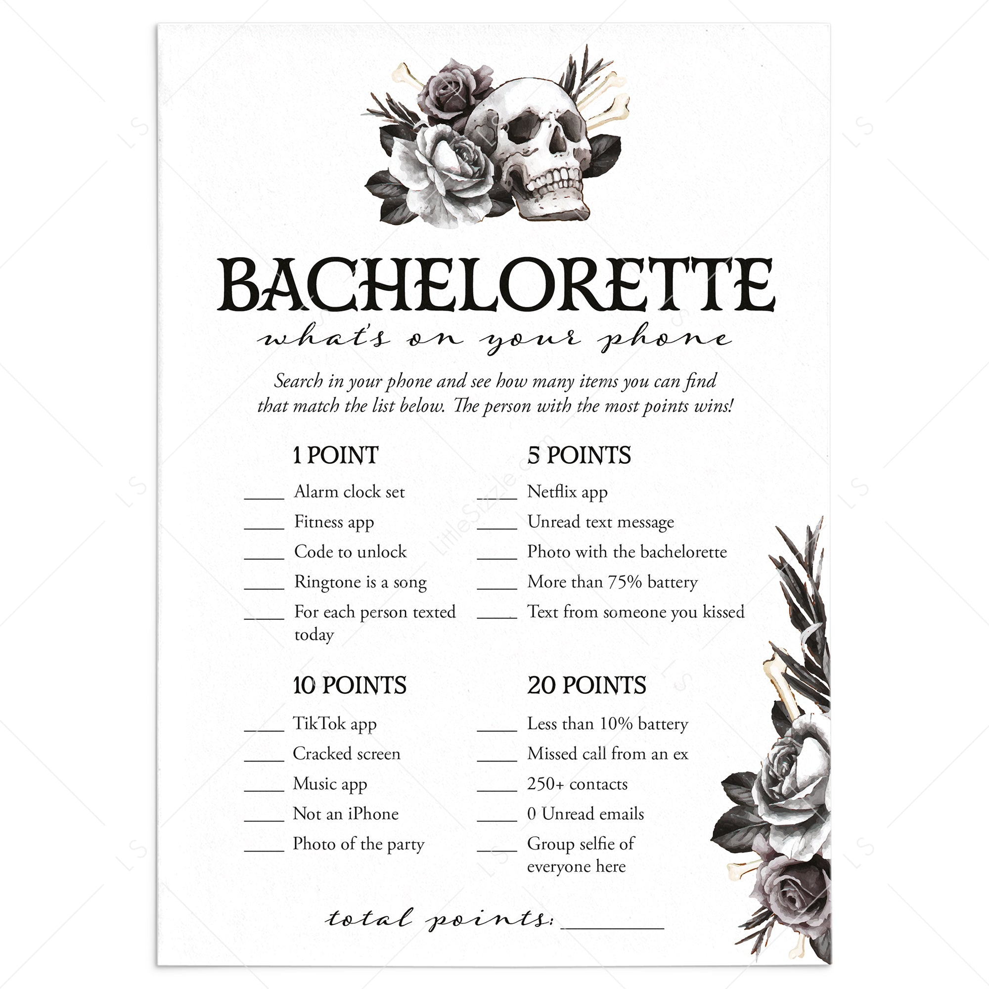 Printable Bride or Die Party Game What's On Your Phone by LittleSizzle