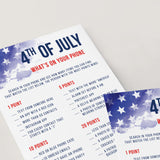Fun 4th of July Game for Family What's In Your Phone Printable
