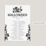 Halloween Witch Matching Game with Answer Key