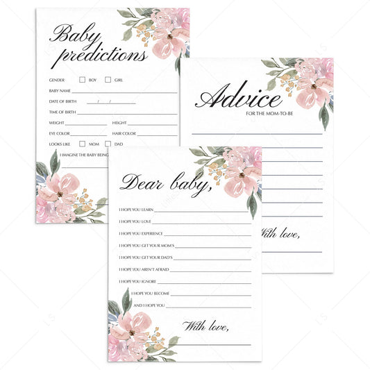 Watercolor floral baby shower games printable by LittleSizzle