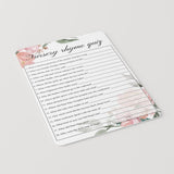 Watercolor Baby Nursery Rhyme Quiz Printable