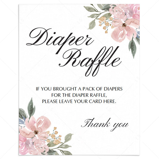 Blush pink baby shower diaper raffle sign printable by LittleSizzle
