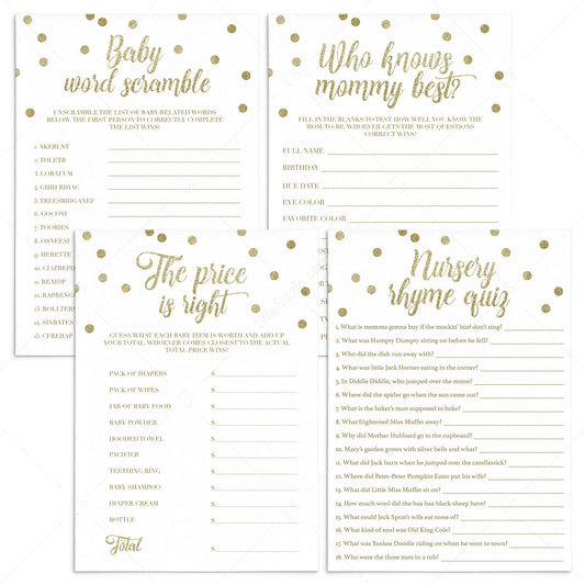 Printable baby shower games pack by LittleSizzle