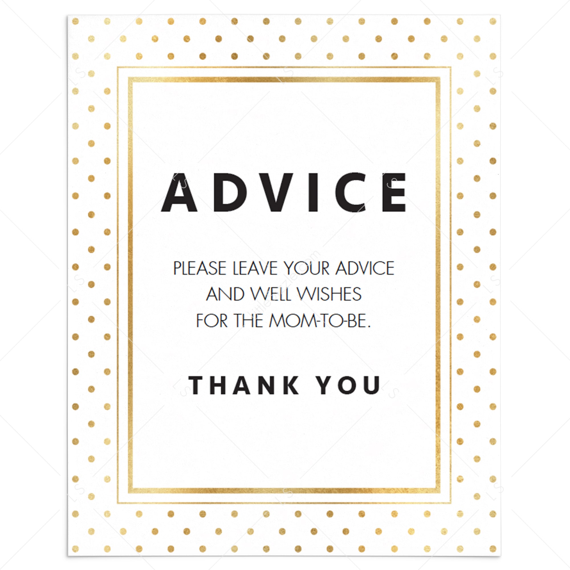 Neutral baby shower decor printable advice sign by LittleSizzle