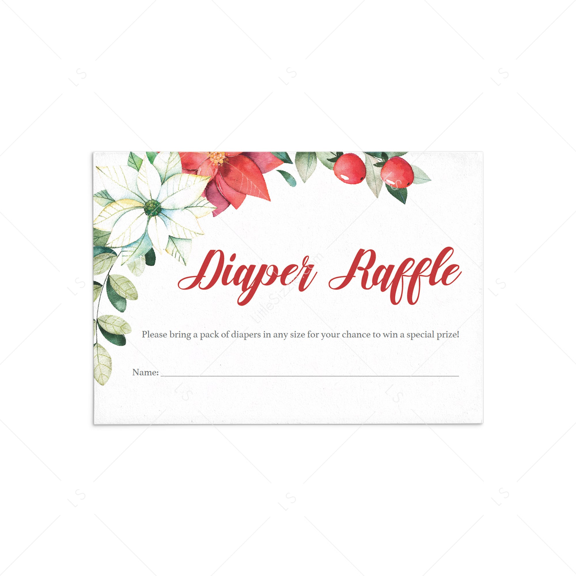 White and Red Baby Shower Diaper Raffle Ticket by LittleSizzle