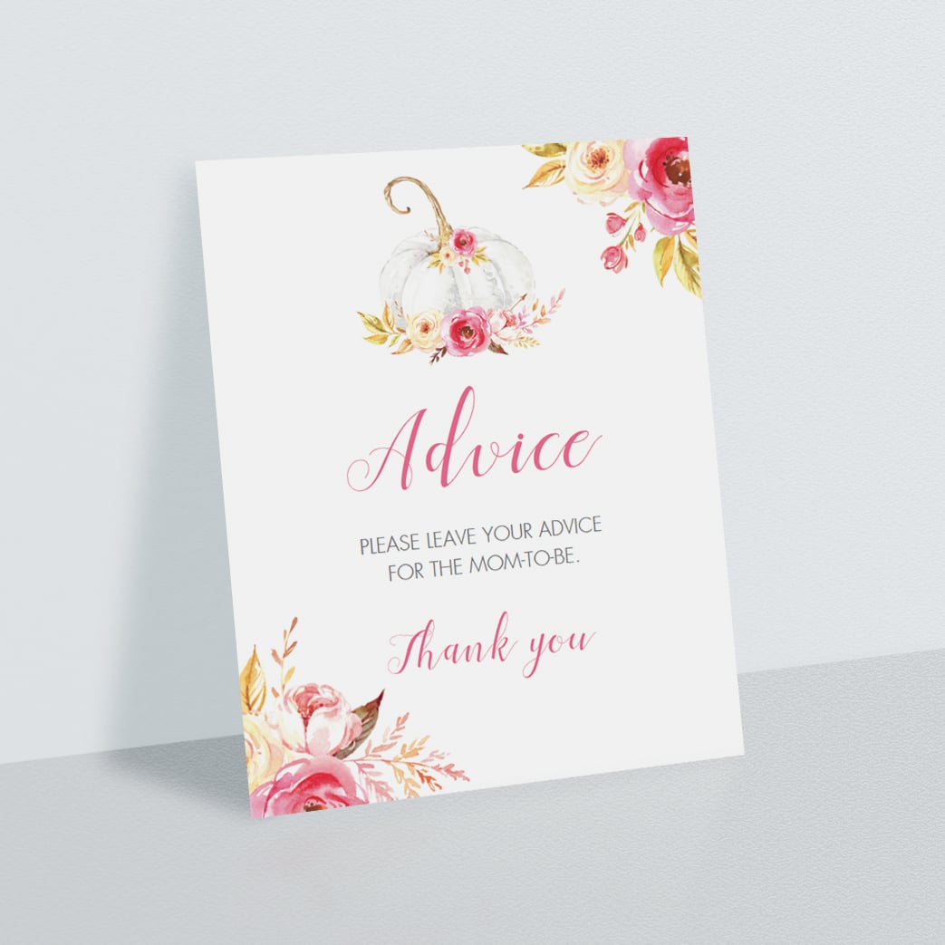 Pumpkin baby party decor advice corner instant download by LittleSizzle
