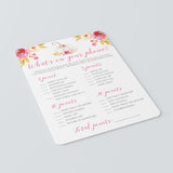 Whats In Your Phone Game Printable Fall Baby Shower