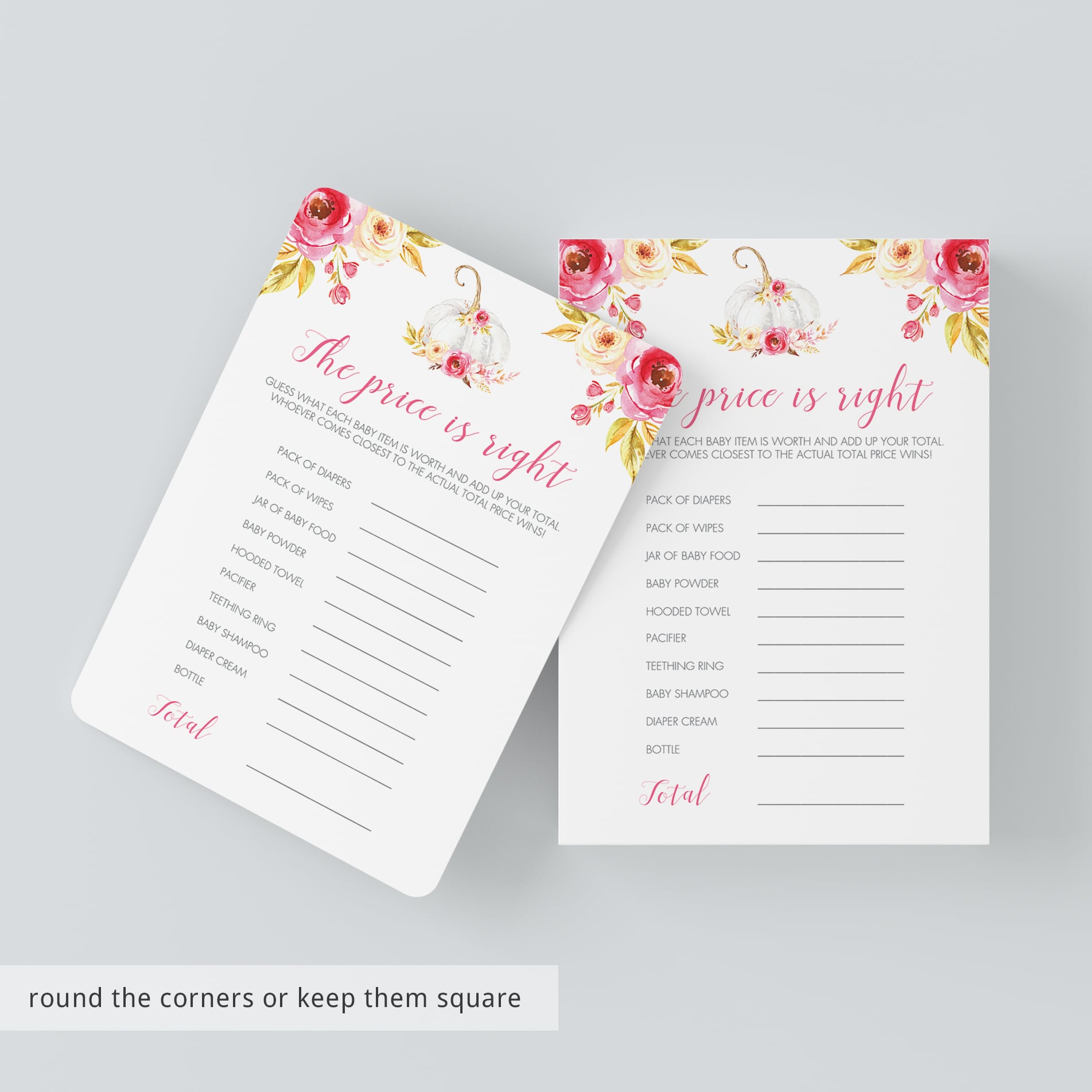 Pumpkin babyshower game cards printables by LittleSizzle