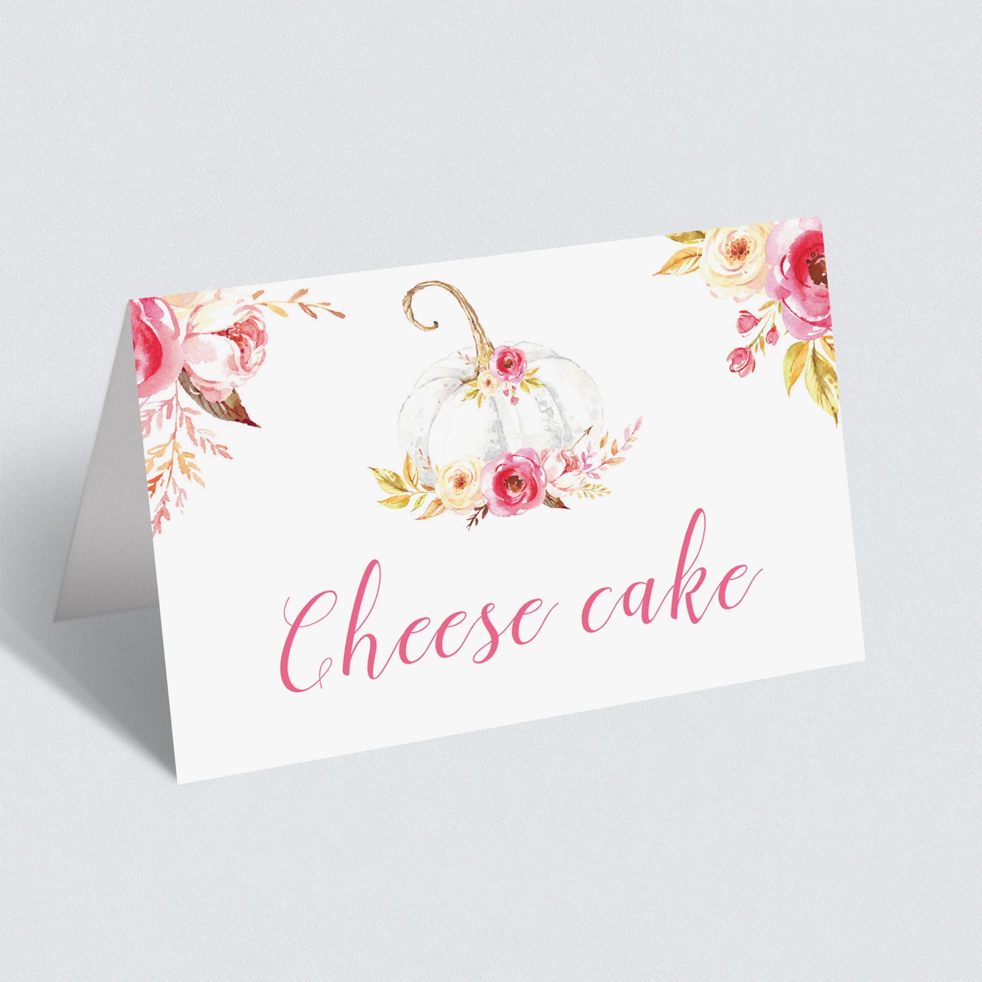 Pink floral food card template instant download by LittleSizzle