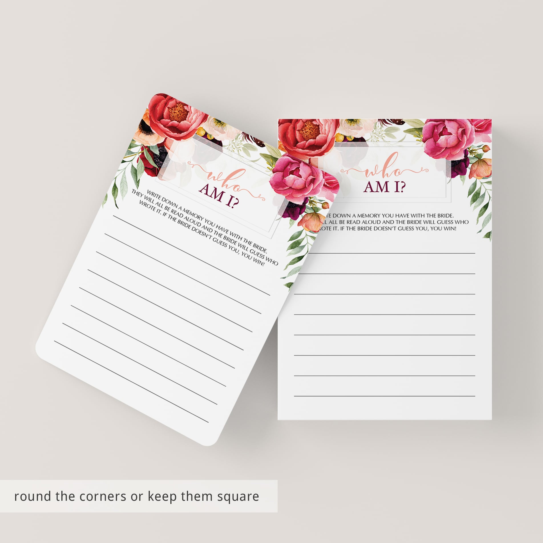 who am i bridal shower game idea floral theme