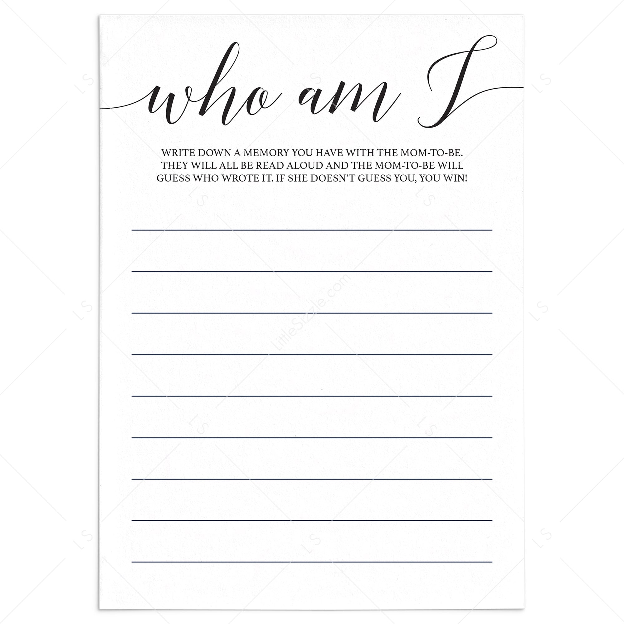 Baby shower game for large groups by LittleSizzle