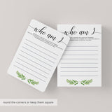 Who Am I Bridal Shower Memories Game Printable