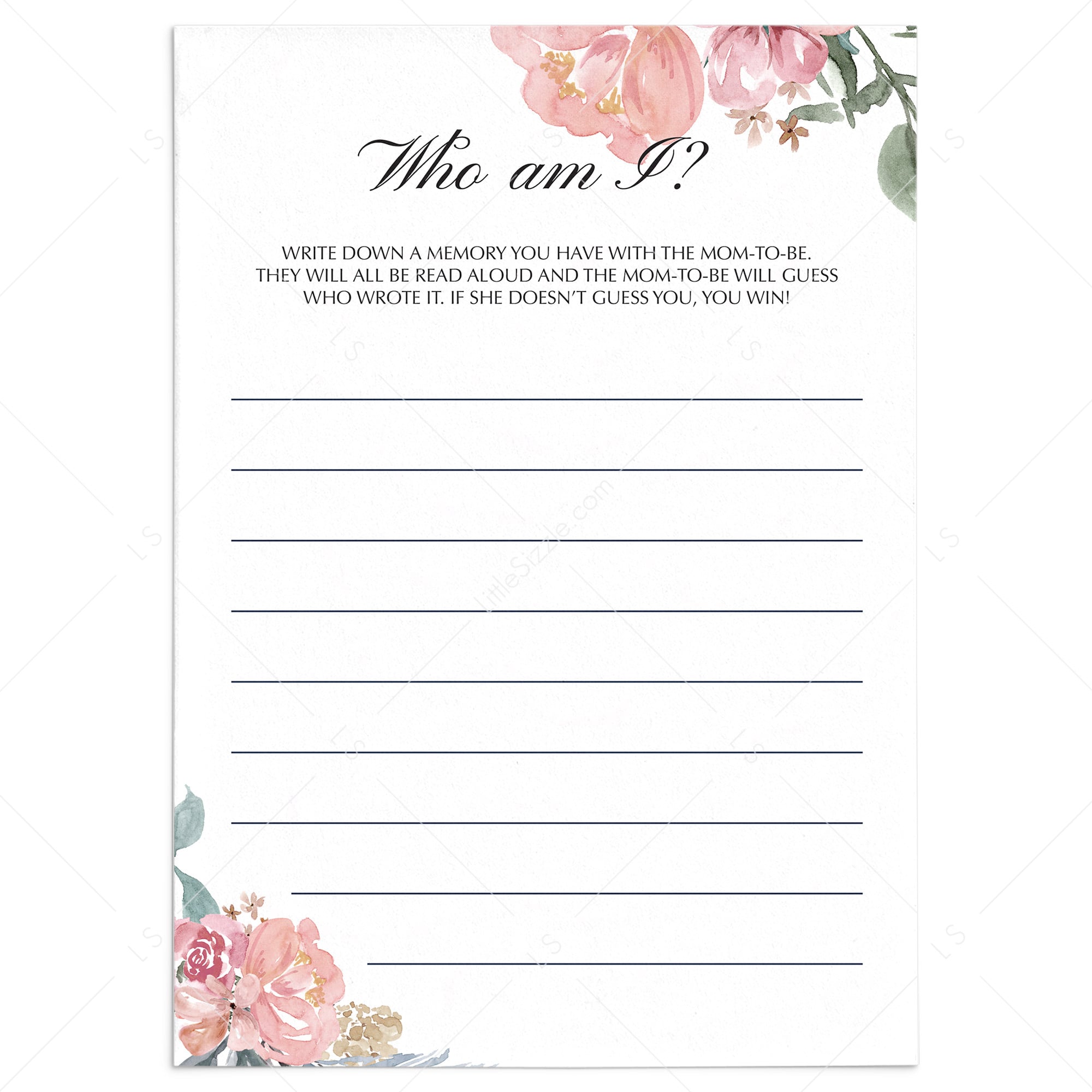 Coral baby shower games printable by LittleSizzle