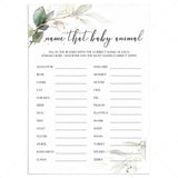 Modern Chic Baby Shower Game Printable Name That Baby Animal by LittleSizzle