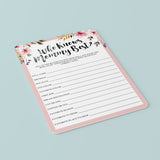 Baby statistics game printable for girls by LittleSizzle
