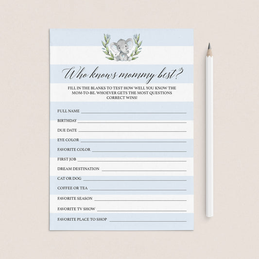 Who knows mommy best game for elephant baby shower by LittleSizzle