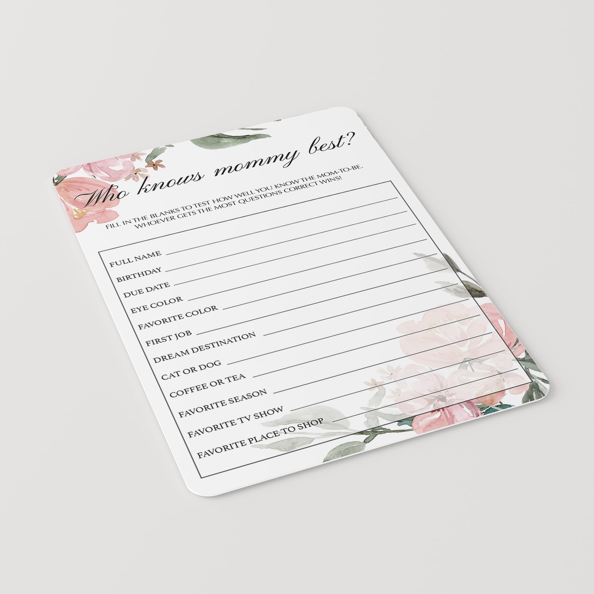 Who knows mom best neutral baby party game by LittleSizzle