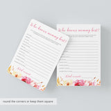 Who Knows Mommy Best Pink Floral Baby Showers Game Printable