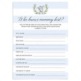 Who knows mommy best game for elephant baby shower by LittleSizzle