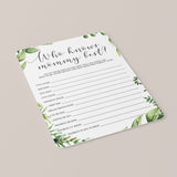 Watercolor Botanical Games for Baby Shower Printables