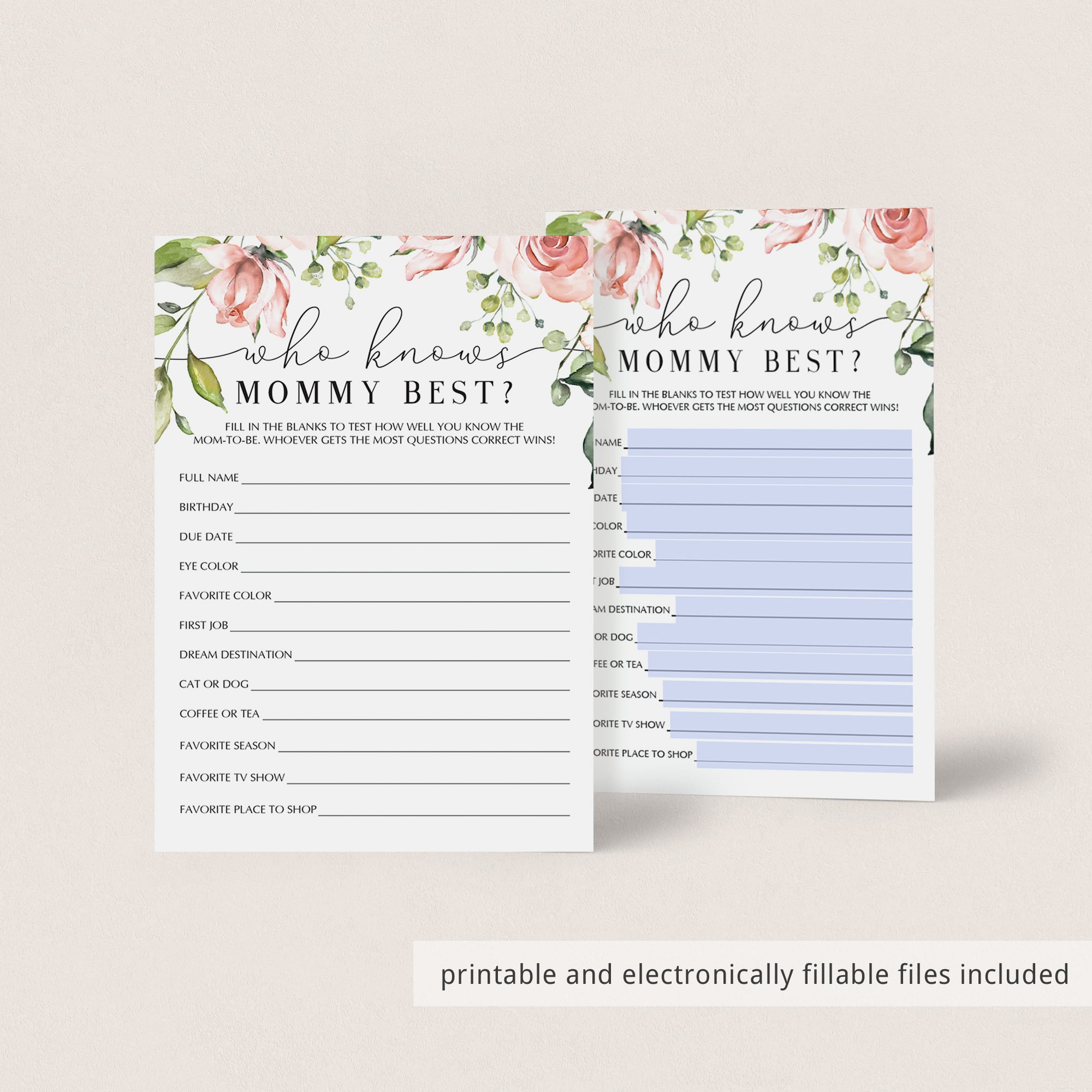 Floral virtual baby shower mommy trivia by LittleSizzle