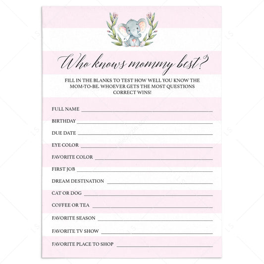 Elephant party printables for girl by LittleSizzle